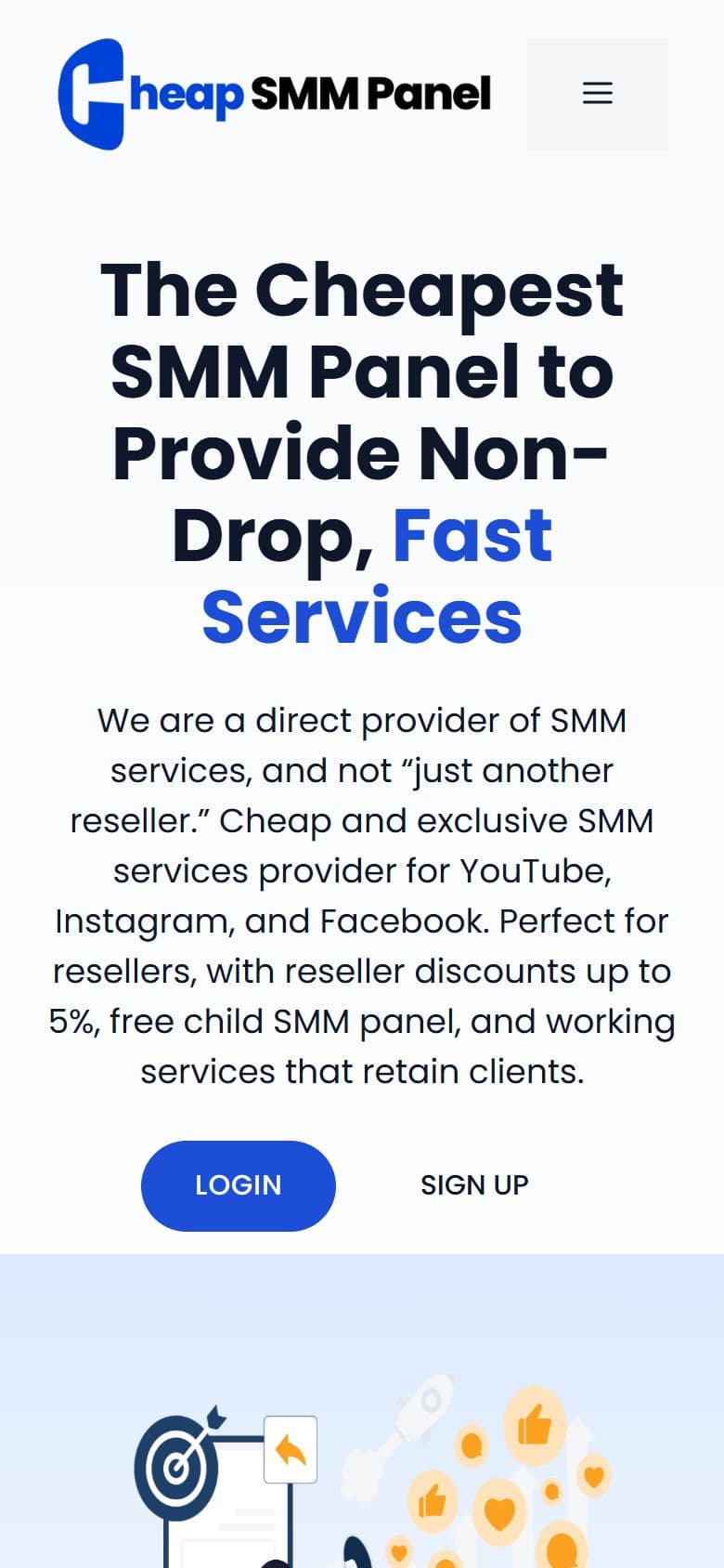 Cheap SMM Panel website on a mobile phone