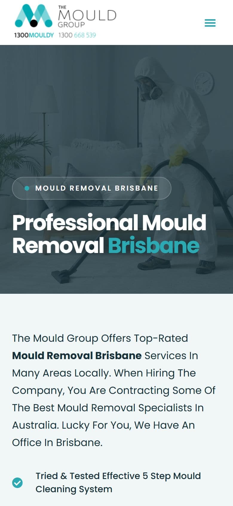 The Mould Group website on a mobile phone
