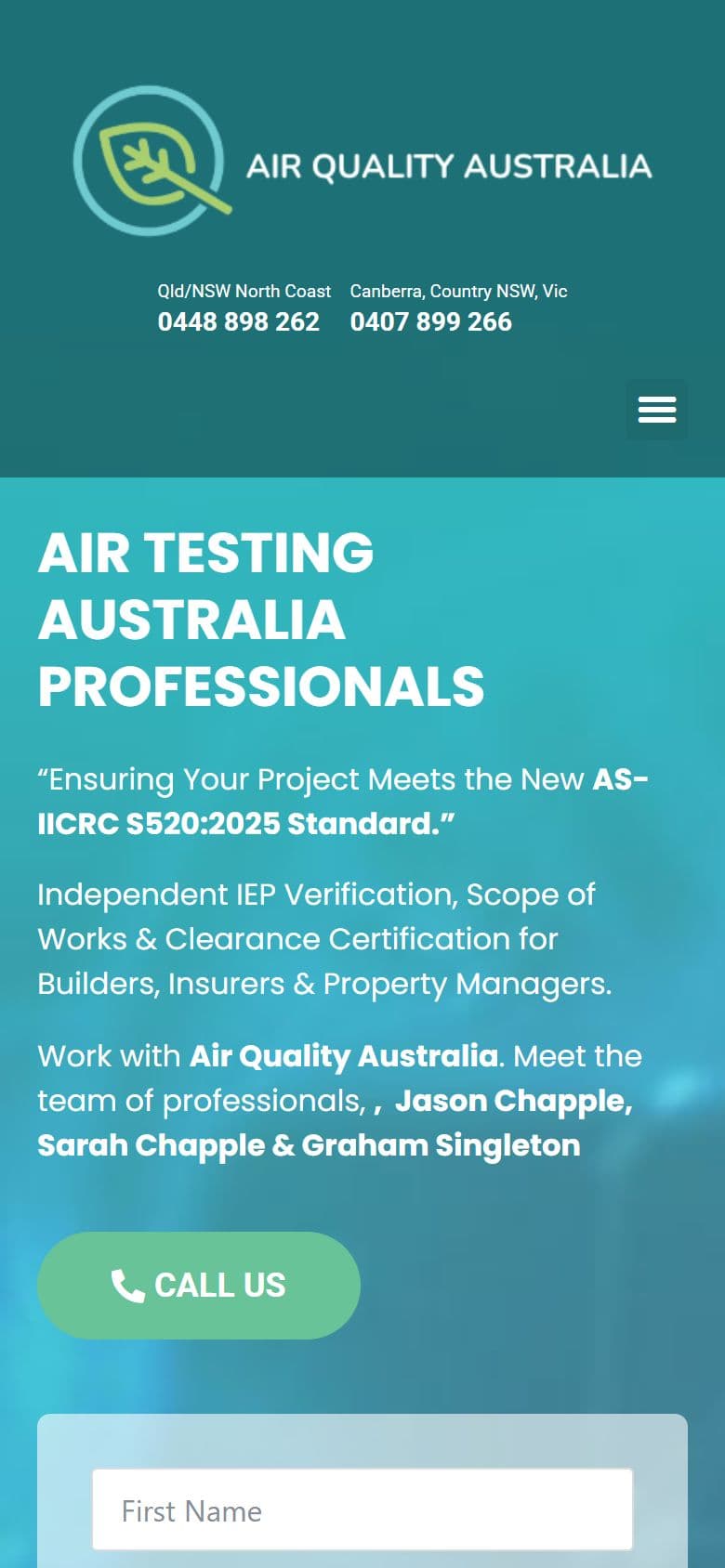 Air Quality Australia website on a mobile phone