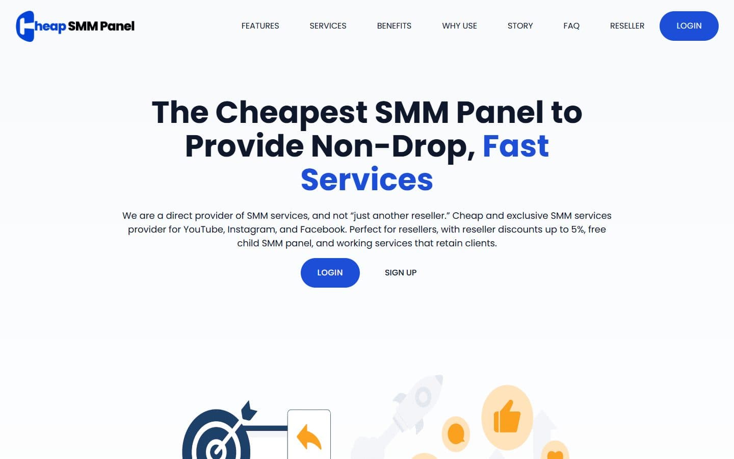 Cheap SMM Panel homepage headline: the cheapest SMM panel for fast services