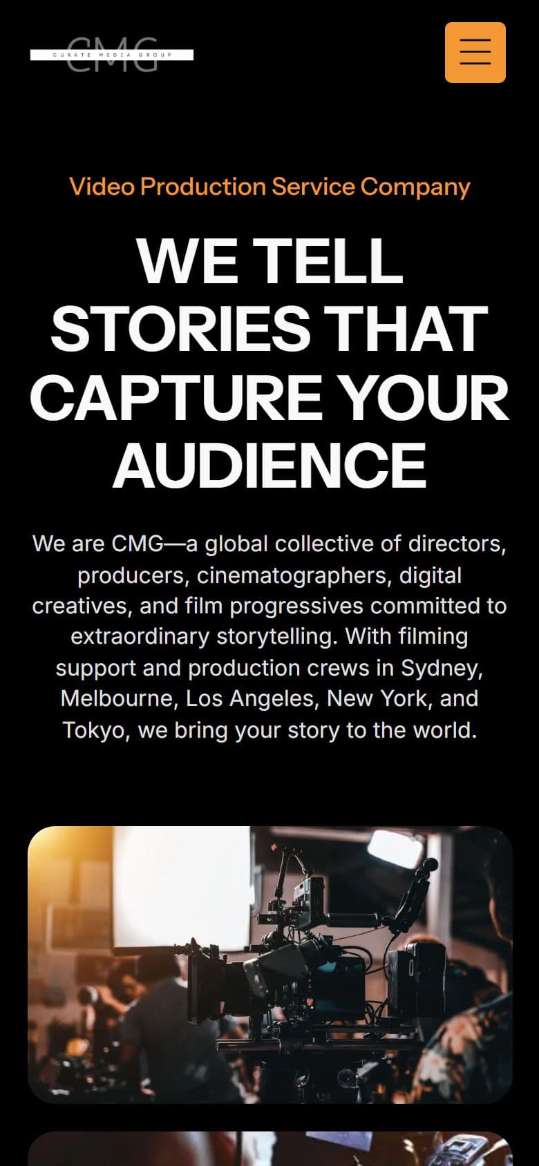 Curate Media Group website on a mobile phone