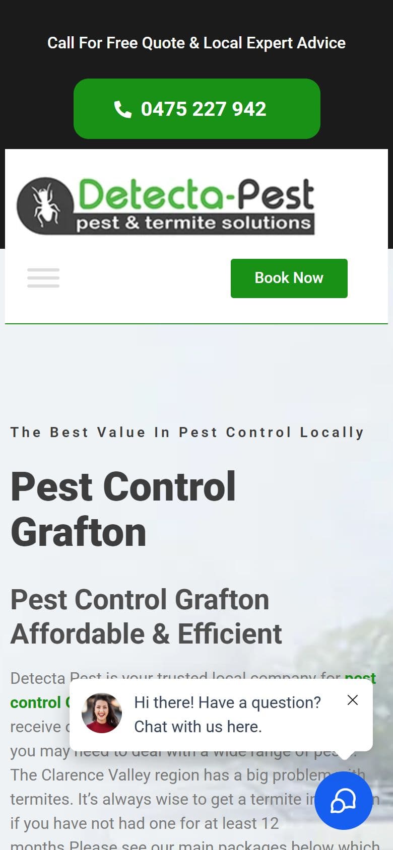 Detecta Pest website on a mobile phone
