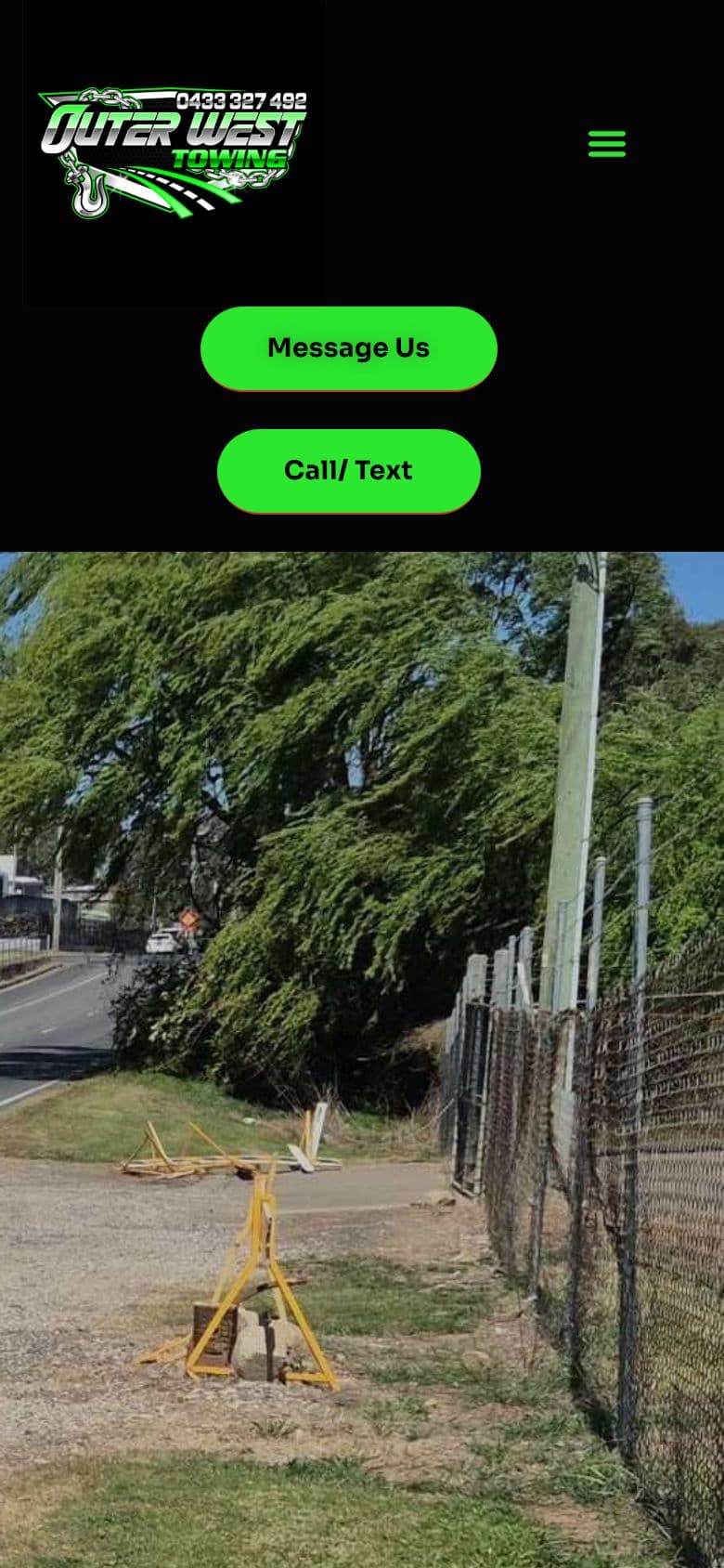 Outer West Towing website on a mobile phone