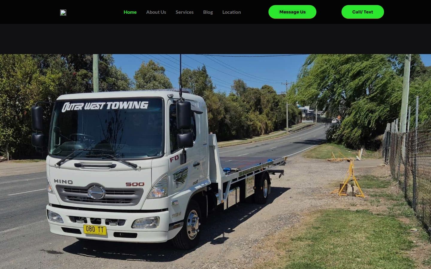 Outer West Towing homepage for towing services in Western Sydney