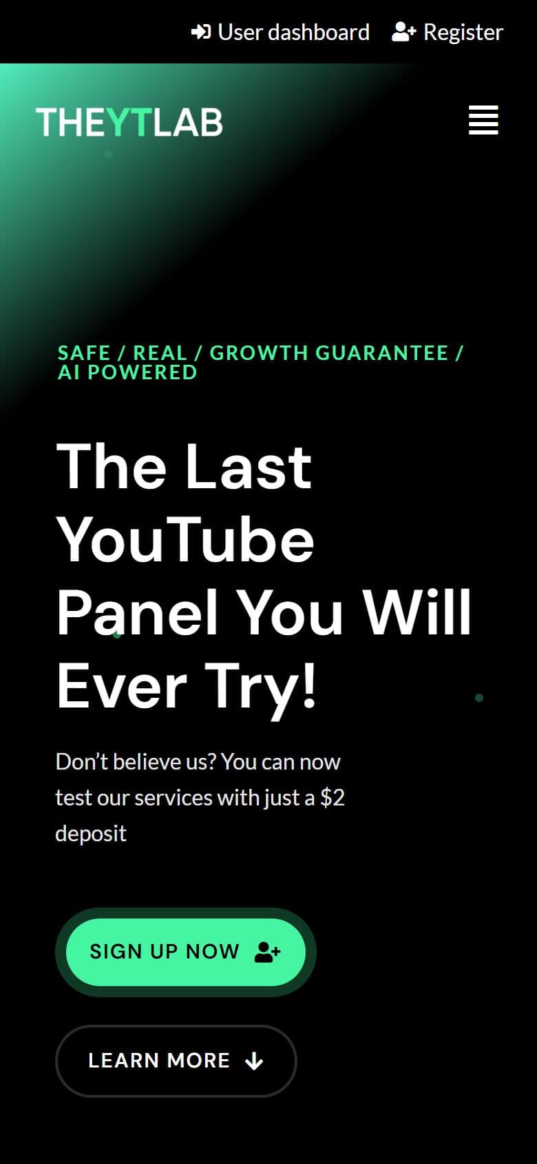 TheYTLab website on a mobile phone