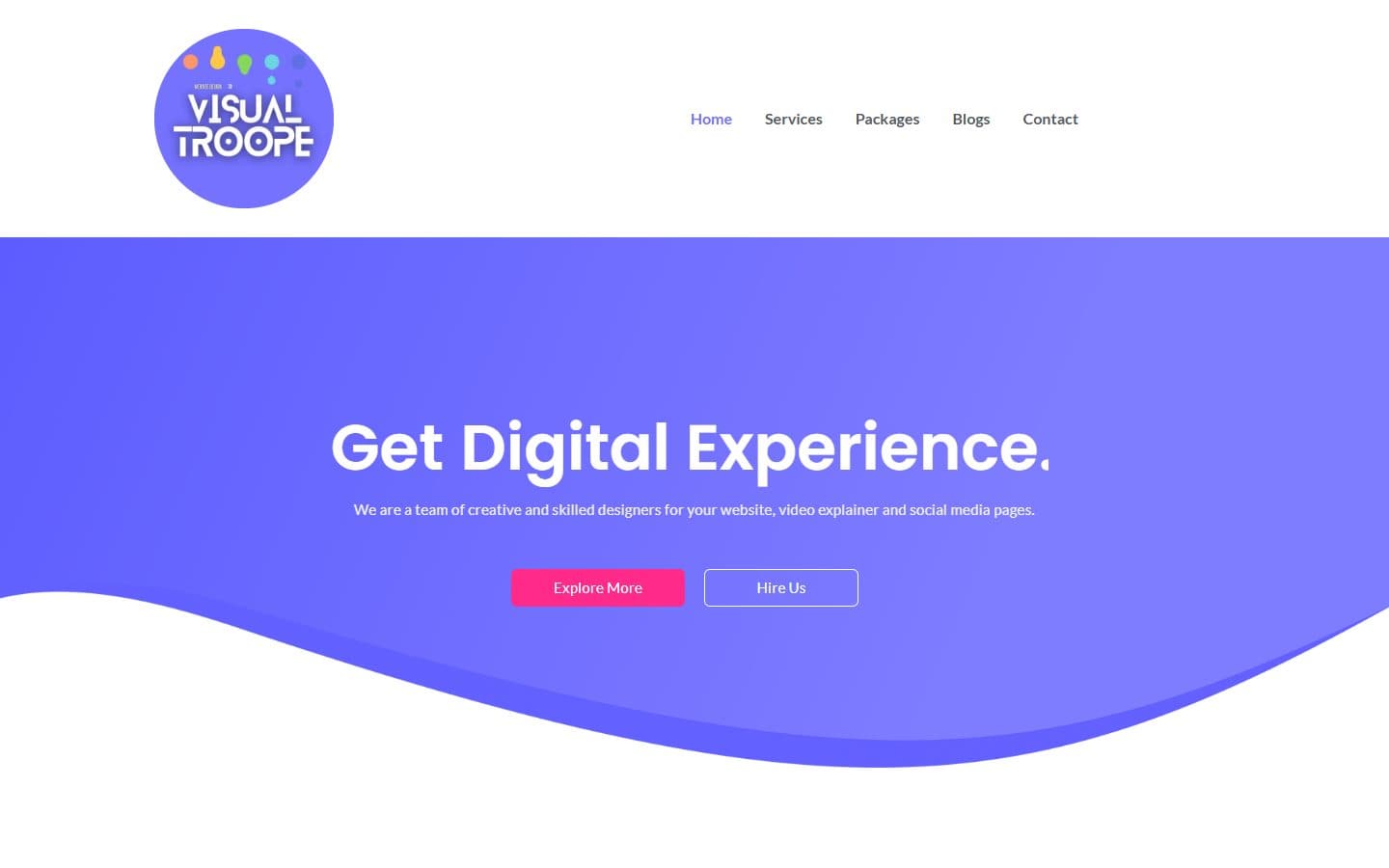 Visual Troope homepage: get digital experience, dynamic solution