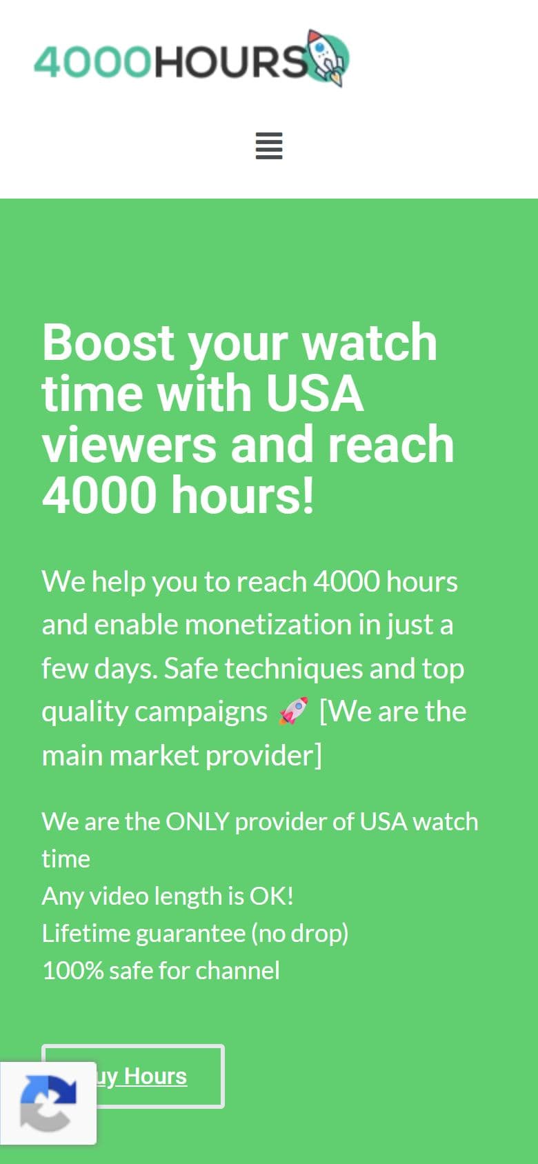 YouTube 4000 Hours website on a mobile phone