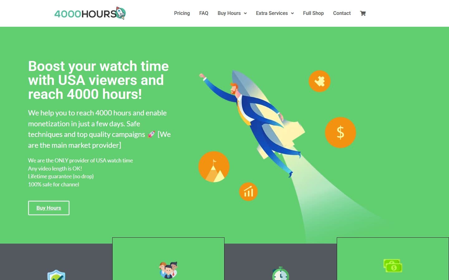 YouTube 4000 Hours homepage: boost your watch time and reach 4000 hours